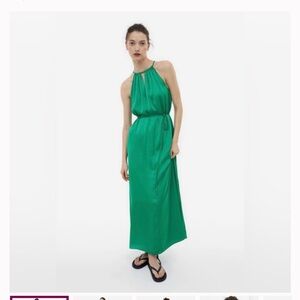H&M Elegant Green Halter Maxi Dress long